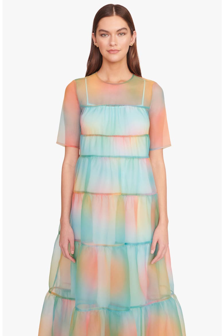 Hyacinth Crepe Organza Tiered Maxi Dress, Alternate, color, MULTI AURA