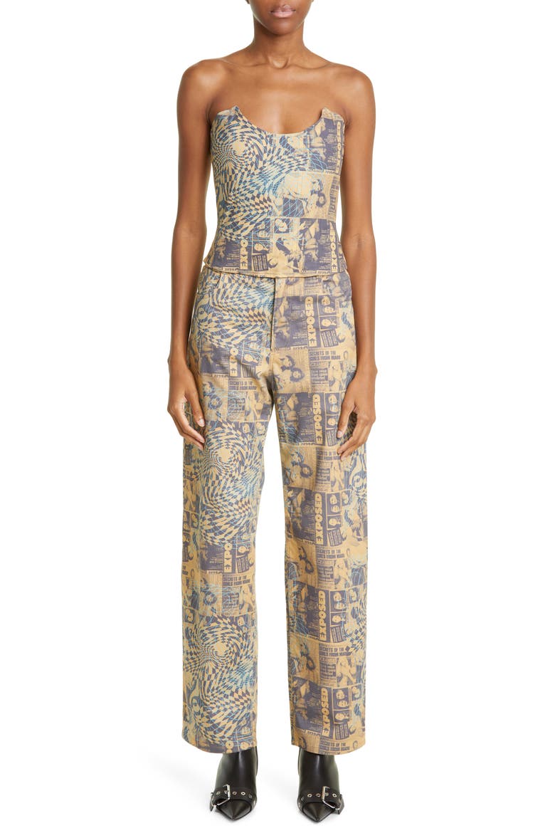 Fargo Wanted Print Straight Leg Stretch Cotton Pants, Alternate, color, WANTED