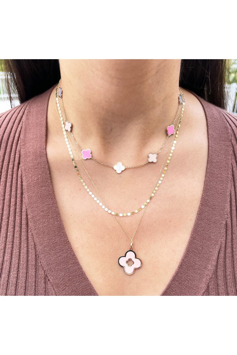 Pink Pearl Clover Cut Out Charm, Alternate, color, Pink Pearl