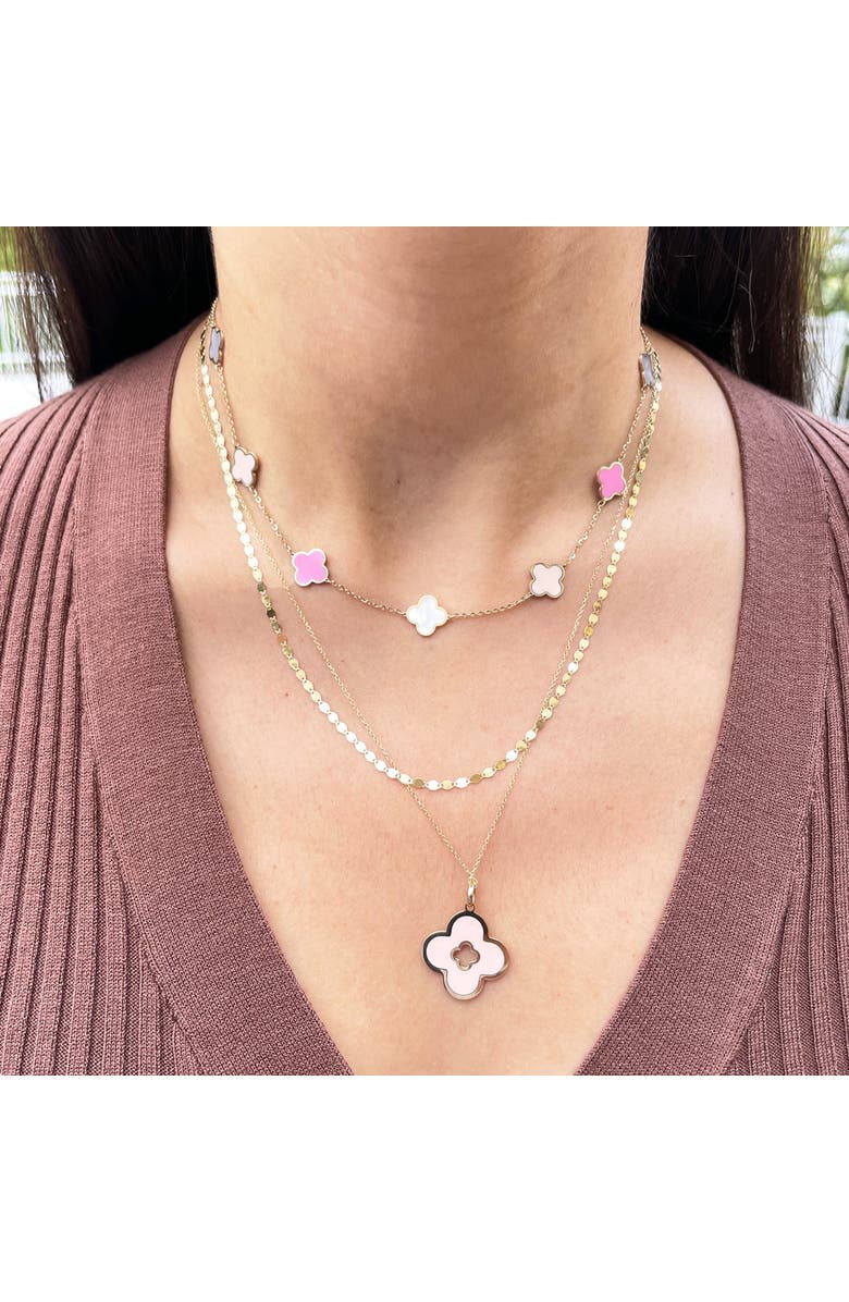 The Lovery Fine Jewelry Pink Pearl Clover Cut Out Charm, Alternate, color, Pink Pearl