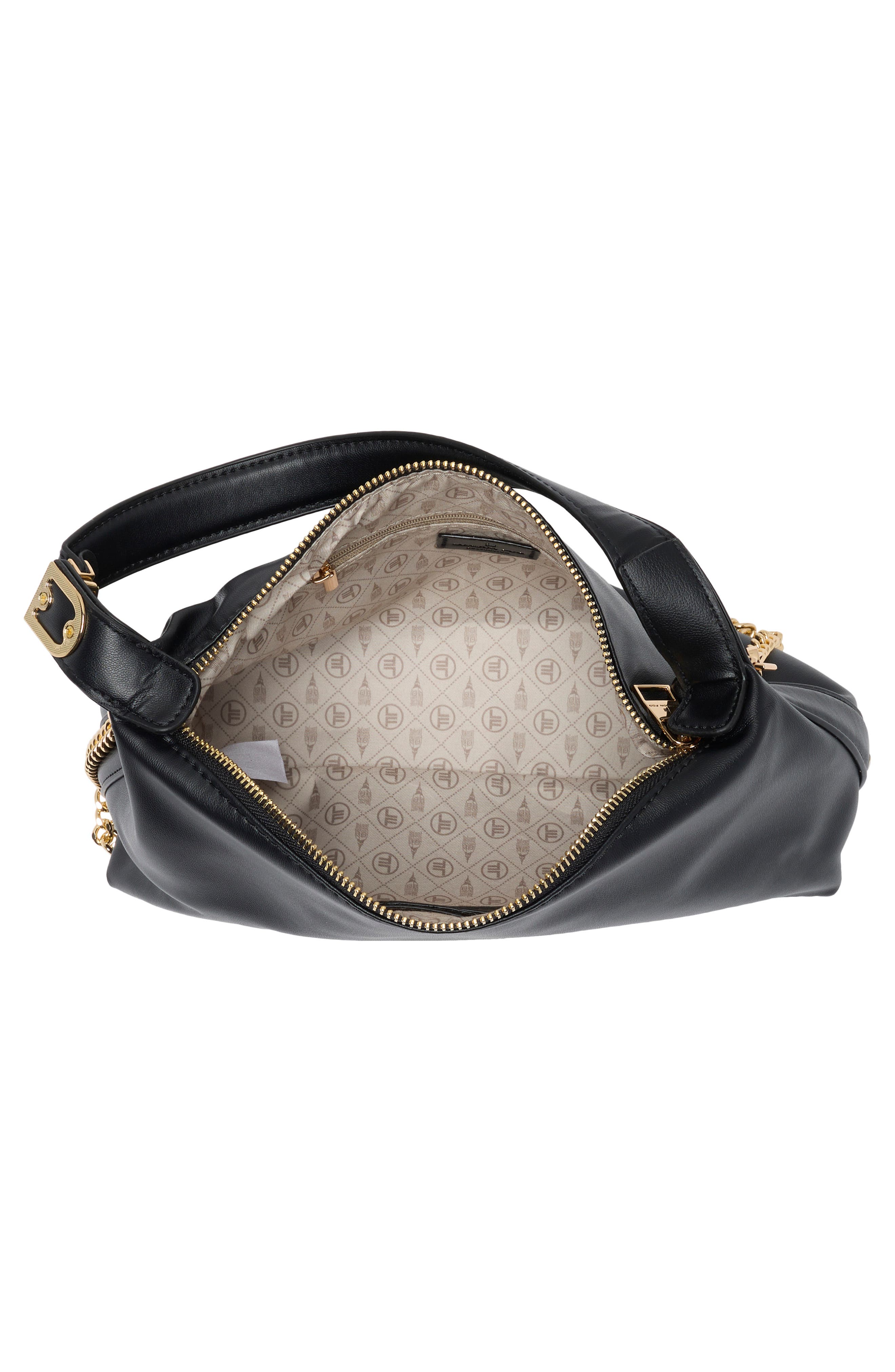 Faux Leather Top Handle Shoulder Bag, Alternate, color, BLACK