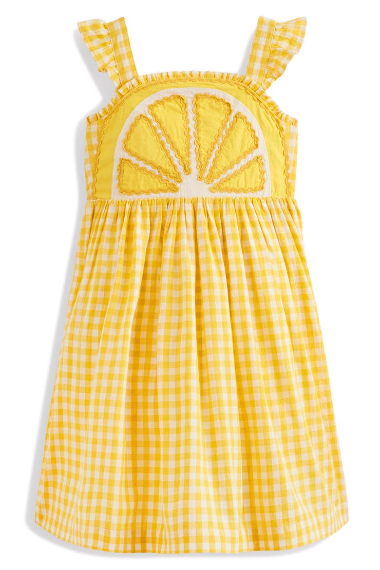 Kids' Novelty Fruit Strappy Gingham Dress, Main, color, LEMON GINGHAM