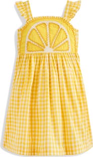 Mini Boden Kids' Novelty Fruit Strappy Gingham Dress