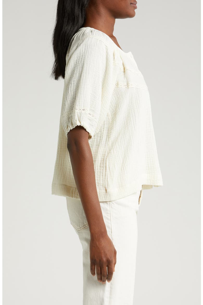 Wren Puff Sleeve Cotton Peasant Top, Alternate, color, ANTIQUE WHITE