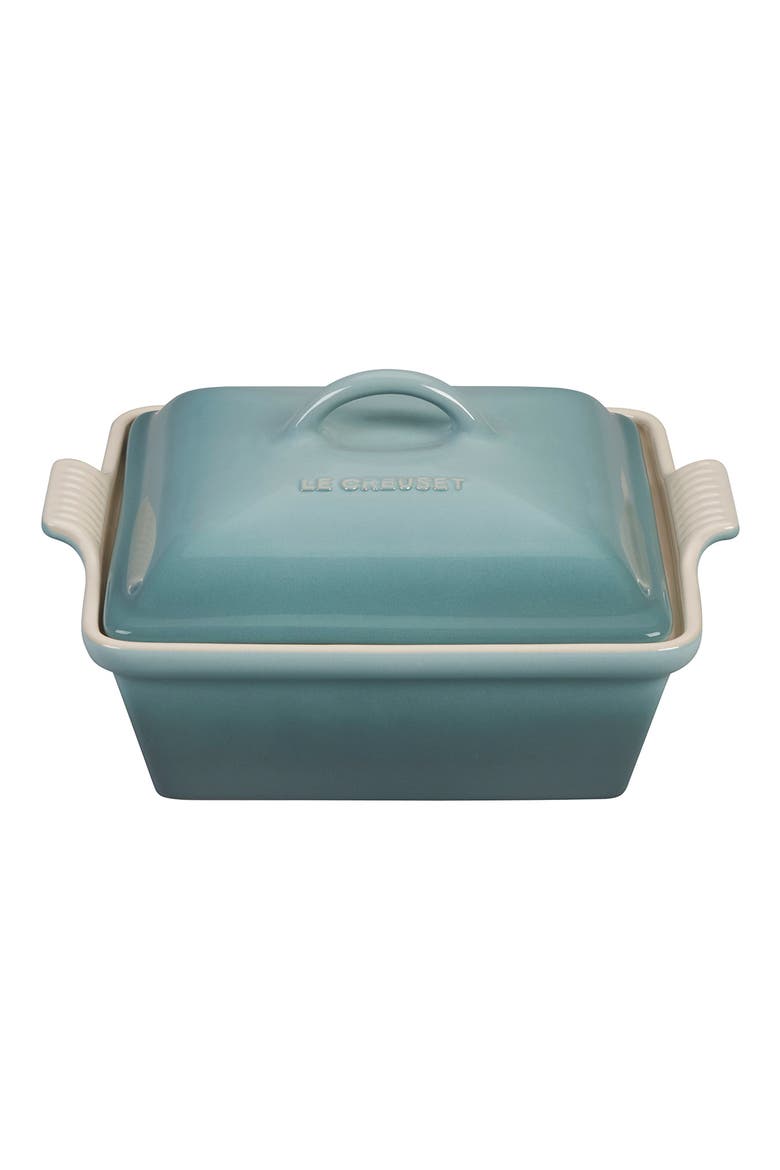 Heritage 2 1/2 Quart Covered Square Stoneware Casserole, Main, color, SEA SALT