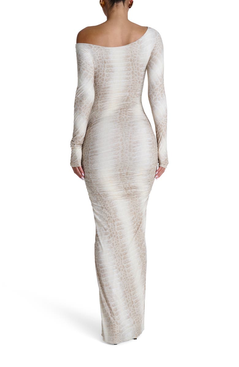 Ruched Off the Shoulder Long Sleeve Maxi Dress