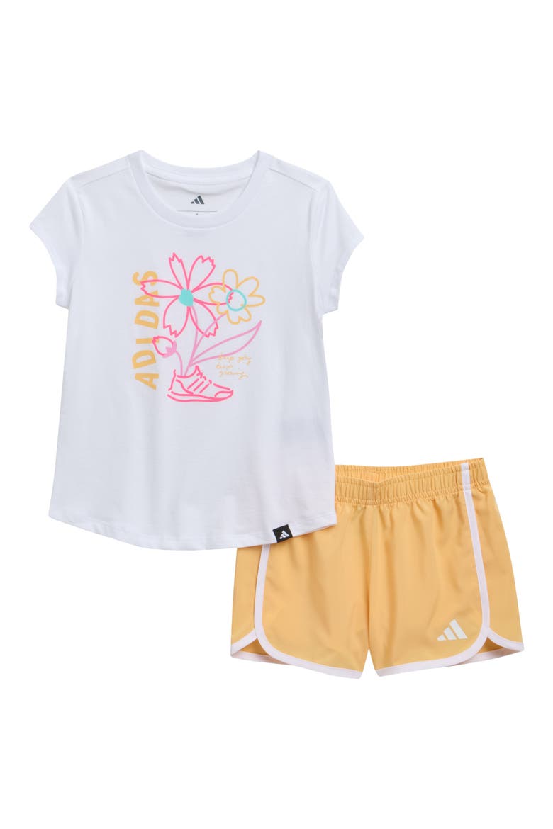 Kids' Logo T-Shirt & Shorts Set, Main, color, WHITE W/ ORANGE