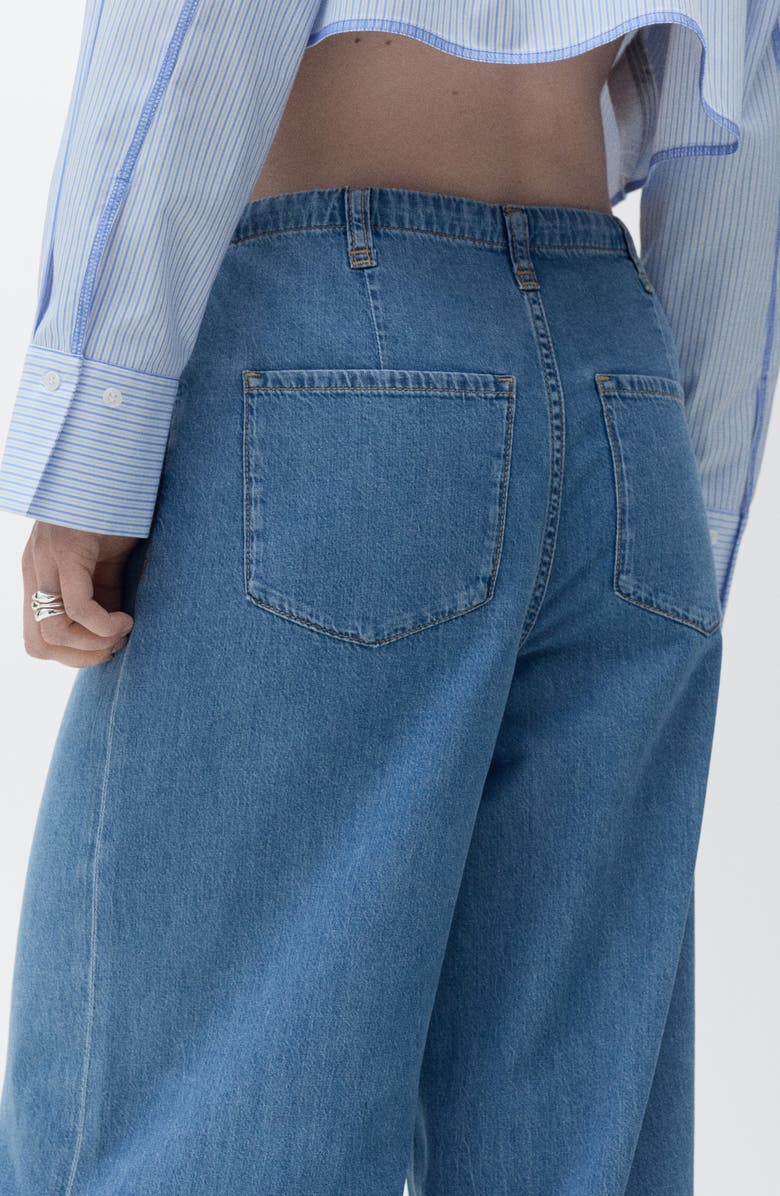 MANGO Belted Mid Rise Wide Leg Denim Trouser Jeans, Alternate, color, Medium Blue