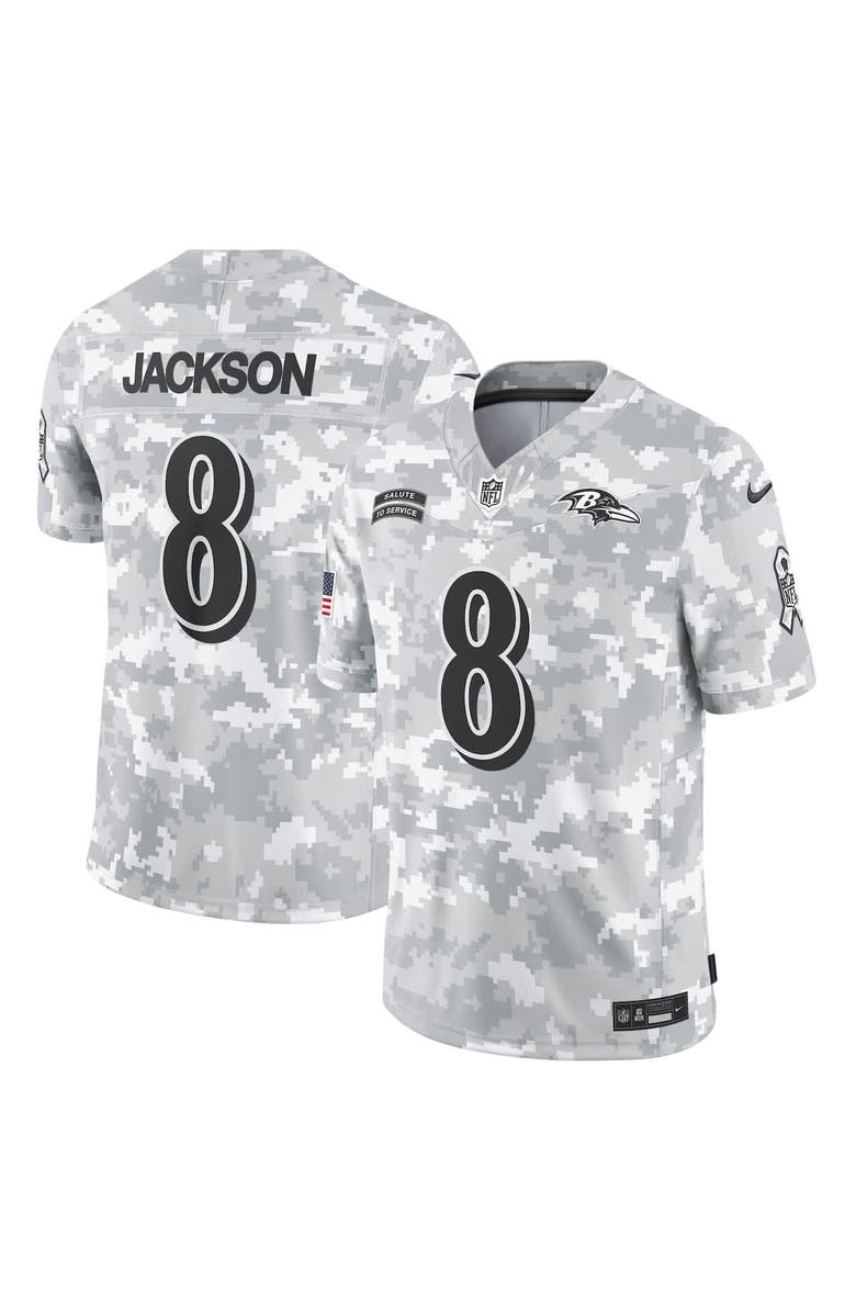 Nike Men's Nike Lamar Jackson Arctic Camo Baltimore Ravens 2024 Salute to Service Limited Jersey, Alternate, color,