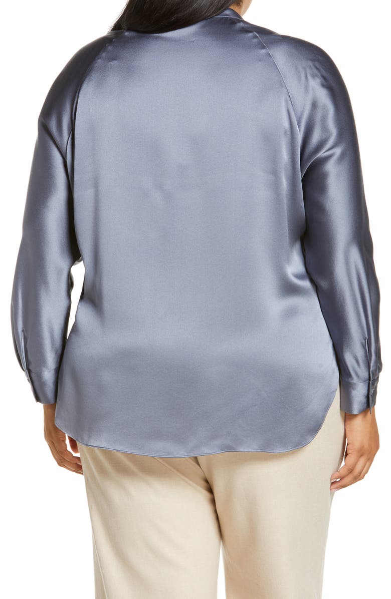 Vince Band Collar Silk Blouse, Alternate, color,