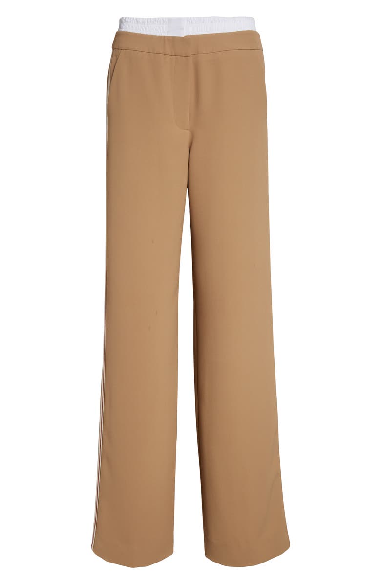 Veronica Beard Eugene Boxer Waist Side Stripe Gabardine Pants, Alternate, color, Khaki