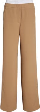 Veronica Beard Eugene Boxer Waist Side Stripe Gabardine Pants
