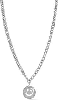 SPHERA MILANO Cubic Zirconia Smiley Face Pendant Necklace