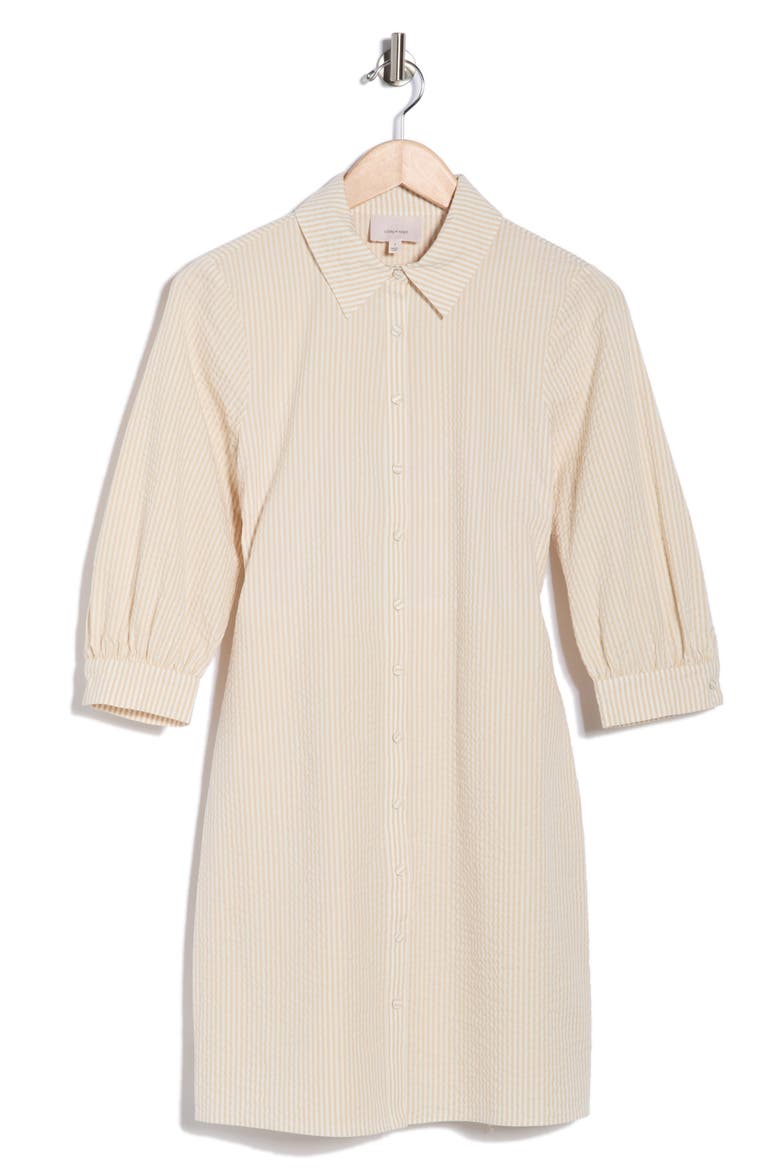 Seersucker Cotton Shirtdress, Alternate, color, WHITE/PLASTER