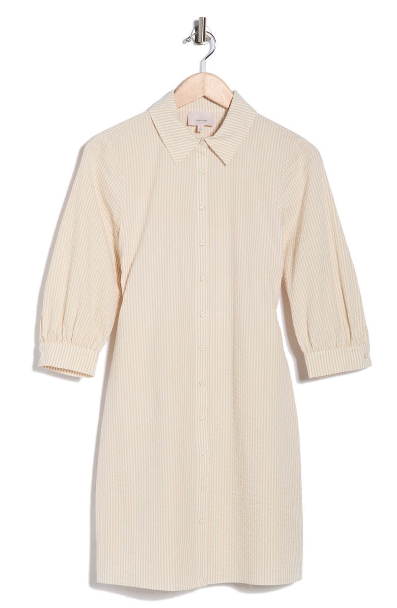 Cinq à Sept Seersucker Cotton Shirtdress, Main, color, White/Plaster