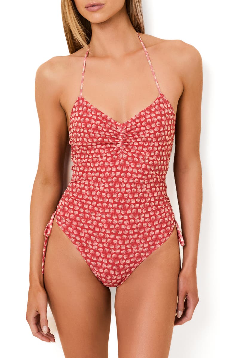 Solid & Striped Adina Ruched Side One-Piece Swimsuit, Main, color, Shell Print