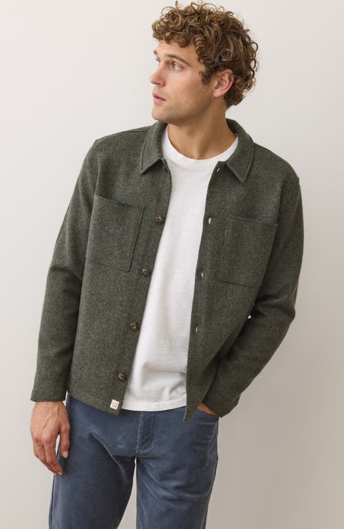 Marine Layer Boiled Wool Button-up Shirt Jacket In Green