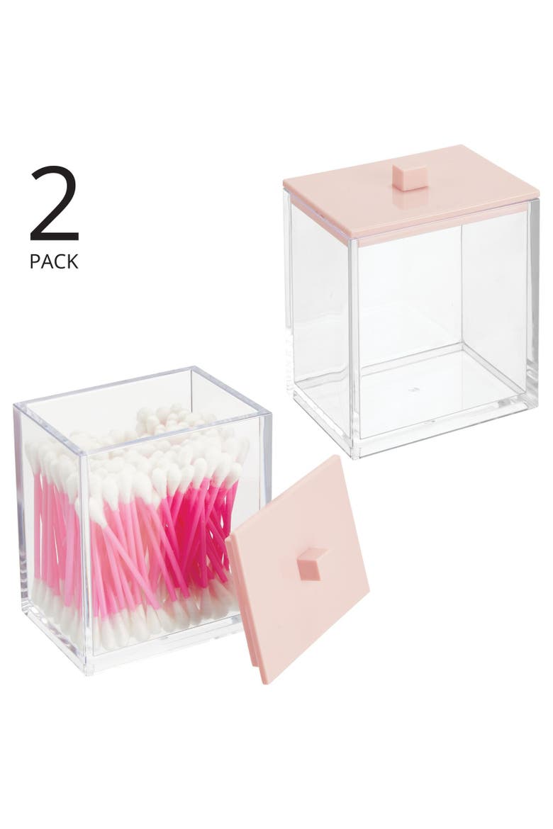 Plastic Rectangle Apothecary Storage Canister , 2 Pack, Alternate, color, Clear/Light Pink