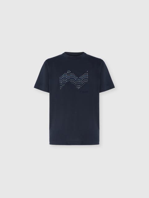 Short Sleeve T-shirt With Geometric Zigzag Insert And Logo
