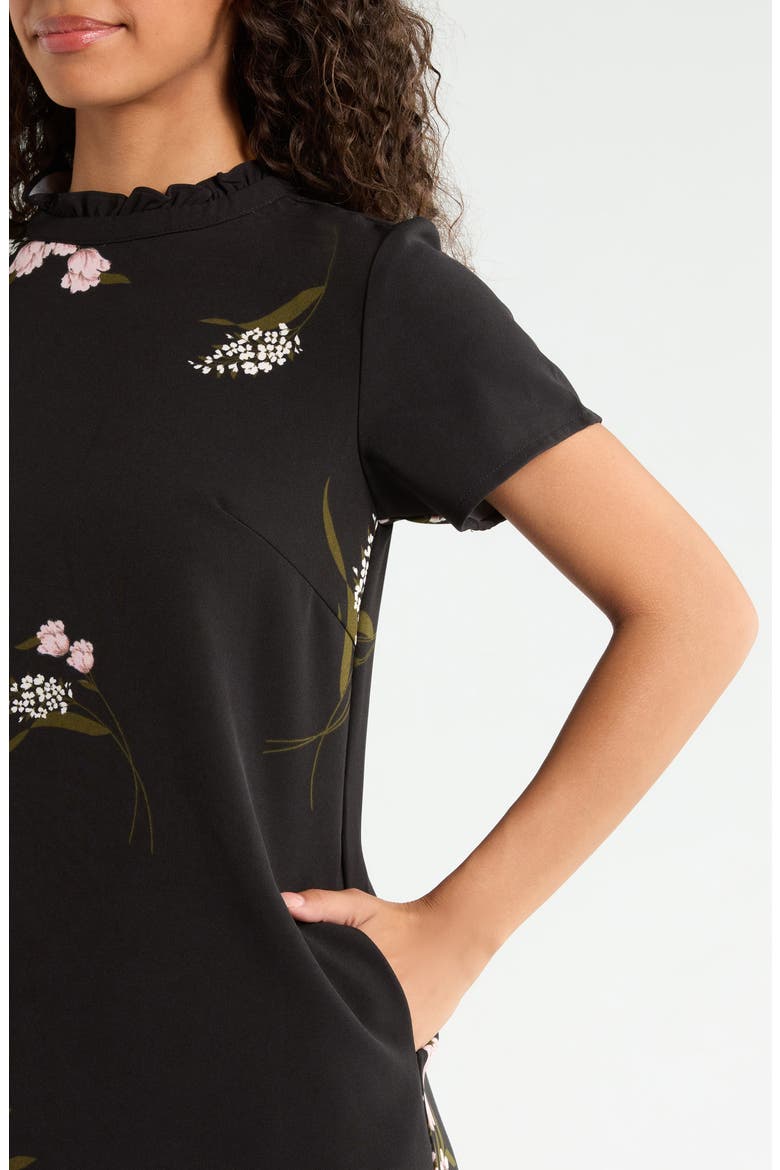 Rickie Floral Print Shift Minidress, Alternate, color, BLACK-MULTI