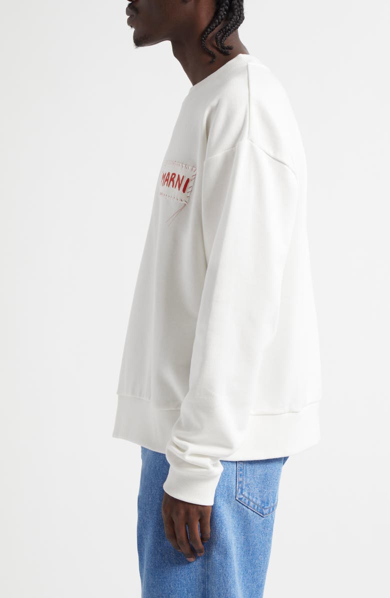 Marni Embroidered Logo Patch Sweatshirt, Alternate, color, Natural White