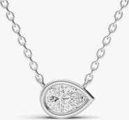 SEREIA OFFICIAL 14K Gold 0.75 ct Lab-Grown Pear Diamond Bezel Solitaire Pendant