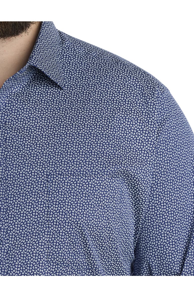 Michael Kors Big & Tall Abstract Patterned Performance Dress Shirt, Alternate, color, Navy