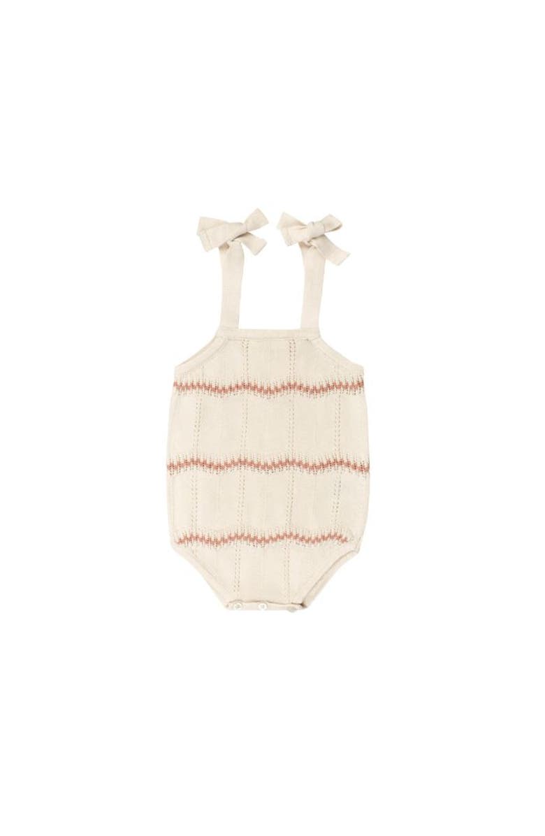 Ely's & Co. Looms Holland Collection - Girls Wave Knit Romper, Alternate, color, Ivory/Pink