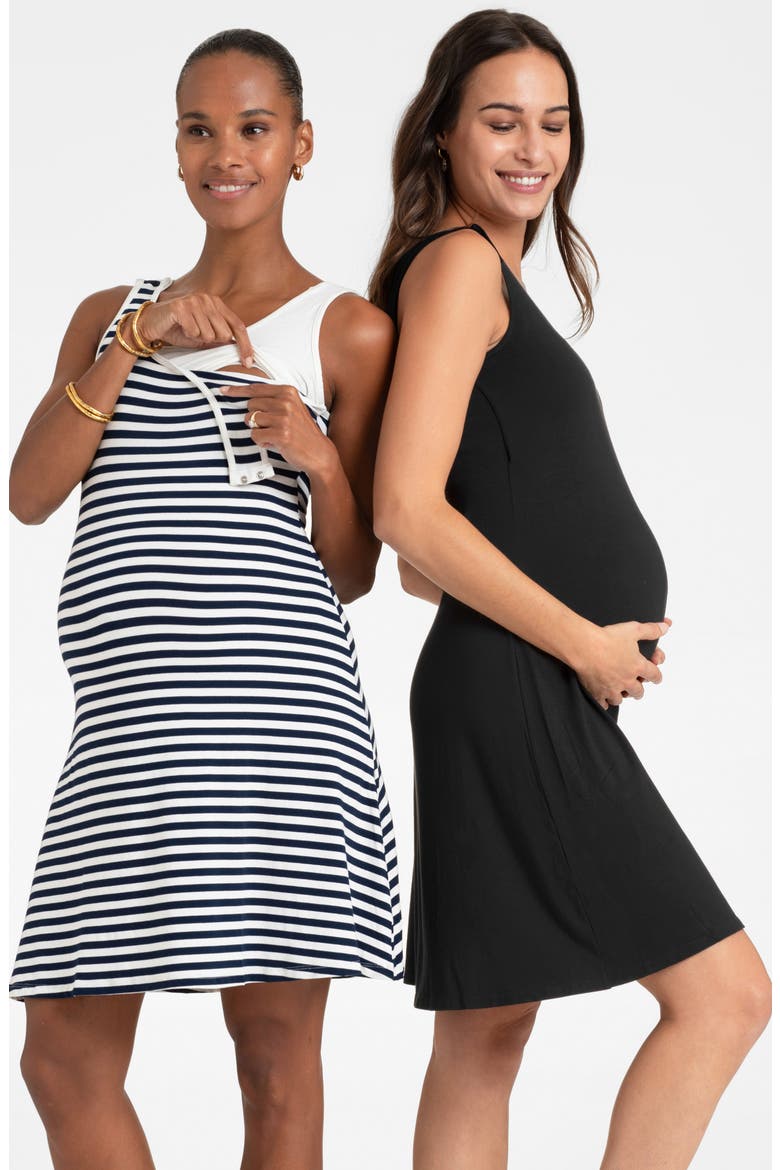 Assorted 2-Pack Sleeveless Maternity/Nursing Dresses, Alternate, color, BLACK/ WHITE