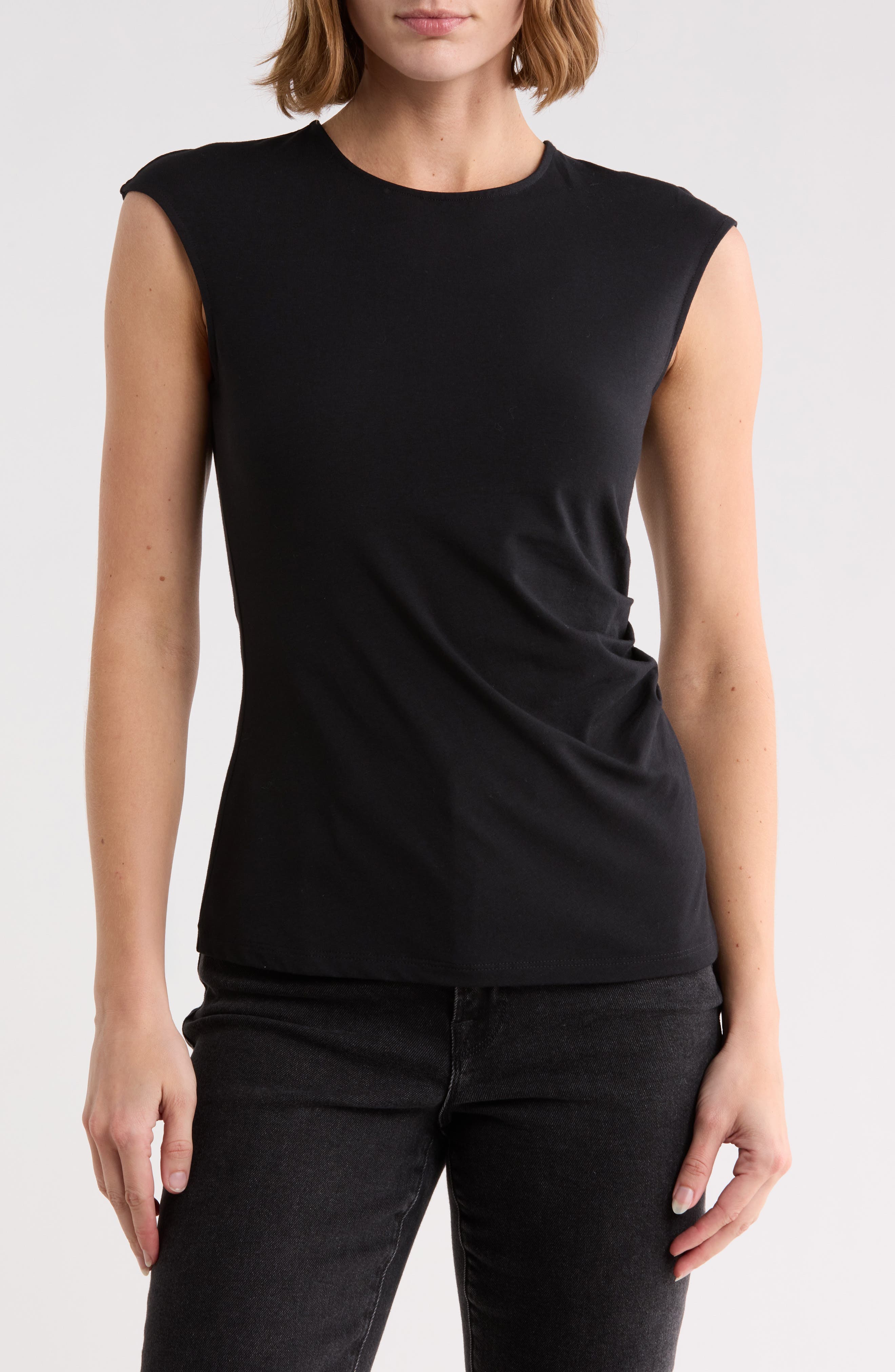 Cap Sleeve Pleated Top