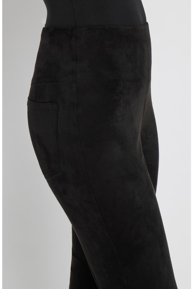 'Lyssentials Jesse Baby Bootcut Faux Suede Leggings, Alternate, color, BLACK
