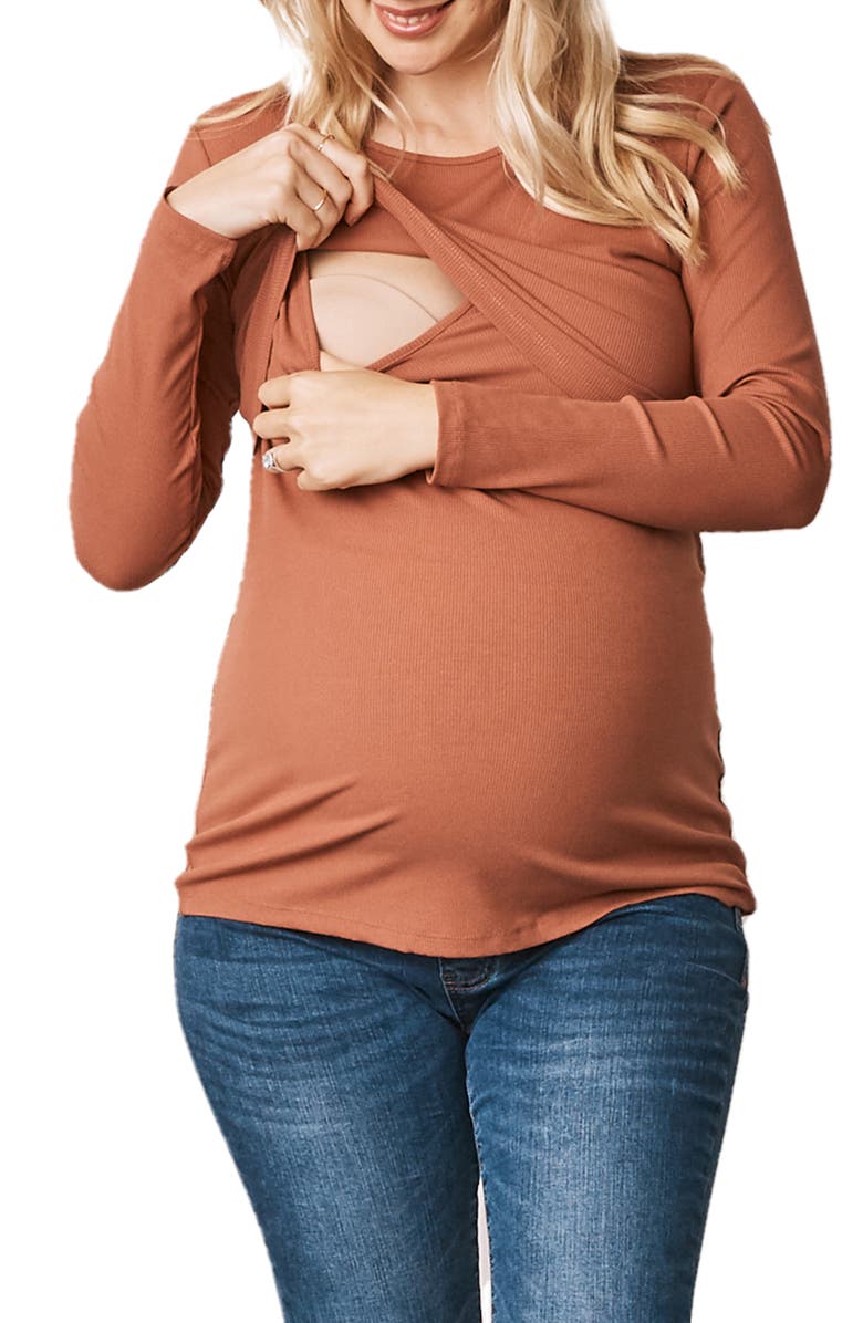 Angel Maternity Long Sleeve Maternity/Nursing Top, Alternate, color, 