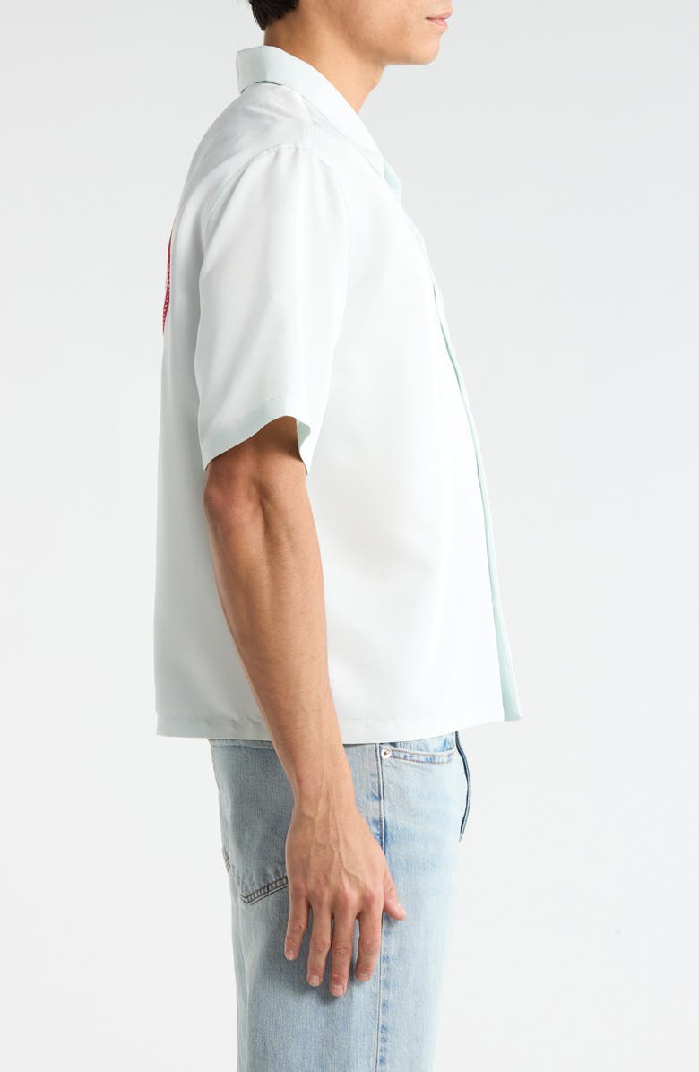 PacSun Ribbon Short Sleeve Button-Up Shirt, Alternate, color, Light Blue