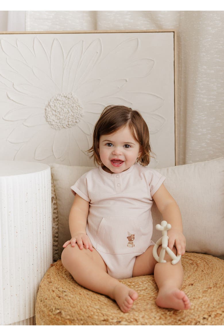 Organic French Terry - Bear Collection - Romper, Alternate, color, Pink Stripe
