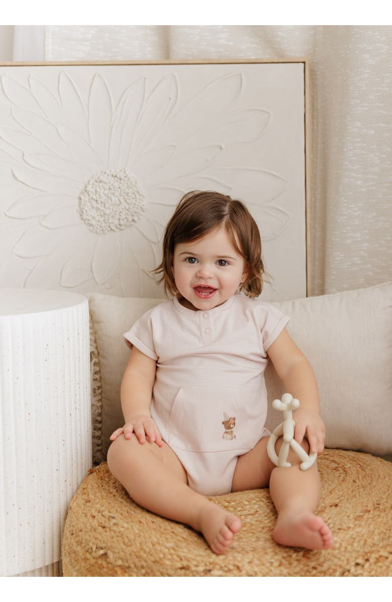 Ely's & Co. Organic French Terry - Bear Collection - Romper, Alternate, color, Tan Stripe