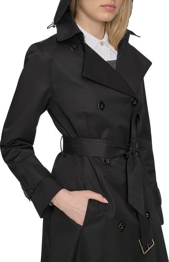 Water Resistant Trench Coat with Removable Hood