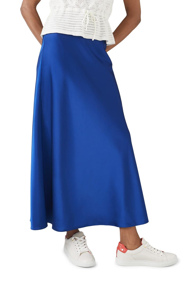 LK Bennett Lucan Bias Cut Satin Midi Skirt, Main, color, 