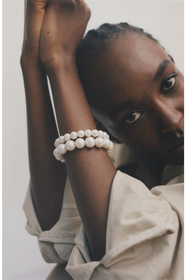 Freshwater Pearl Double Bracelet, Alternate, color, 18CT GOLD PLATED