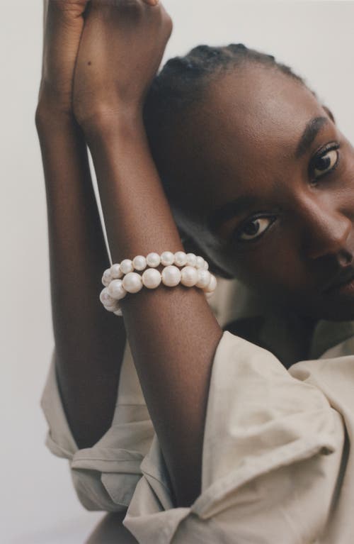 Completedworks Freshwater Pearl Double Bracelet In Metallic