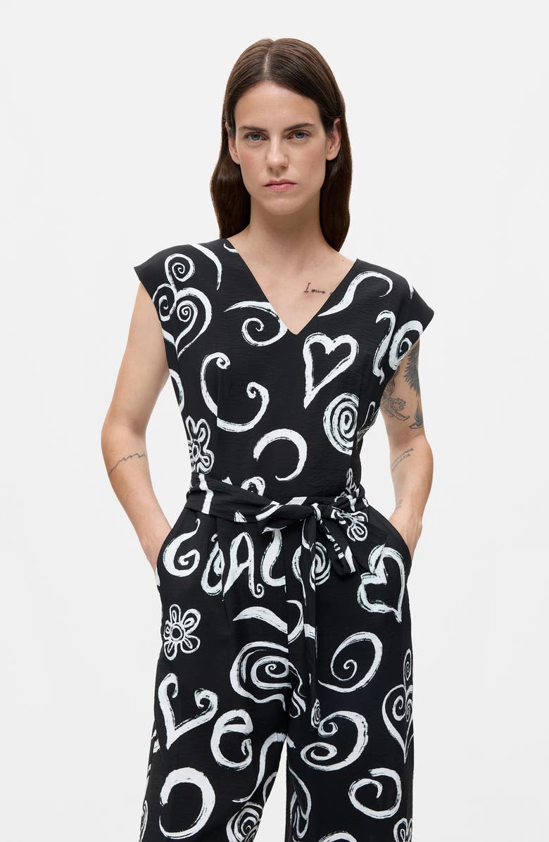 Desigual Printed Belted Jumpsuit, Alternate, color,