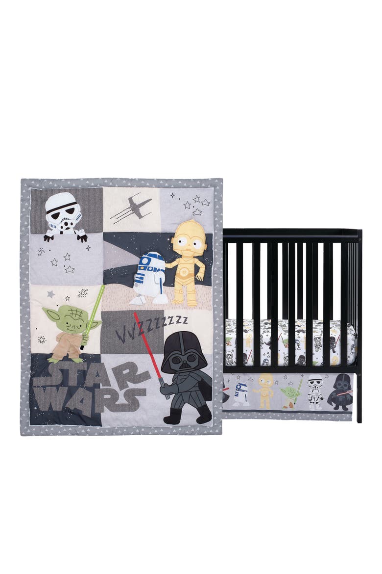 Star Wars Classic 3-Piece Baby Crib Bedding Set - Yoda/Darth Vader, Main, color, Multicolor