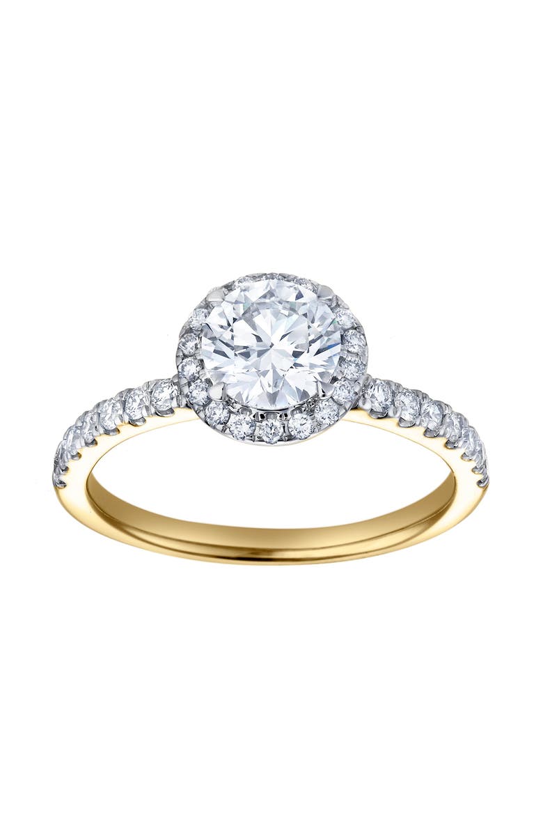 Paloma 14K Yellow Gold Round Cut Lab Grown Diamond Halo Engagement Ring - 1.5 ctw, Alternate, color, 14K Yellow Gold