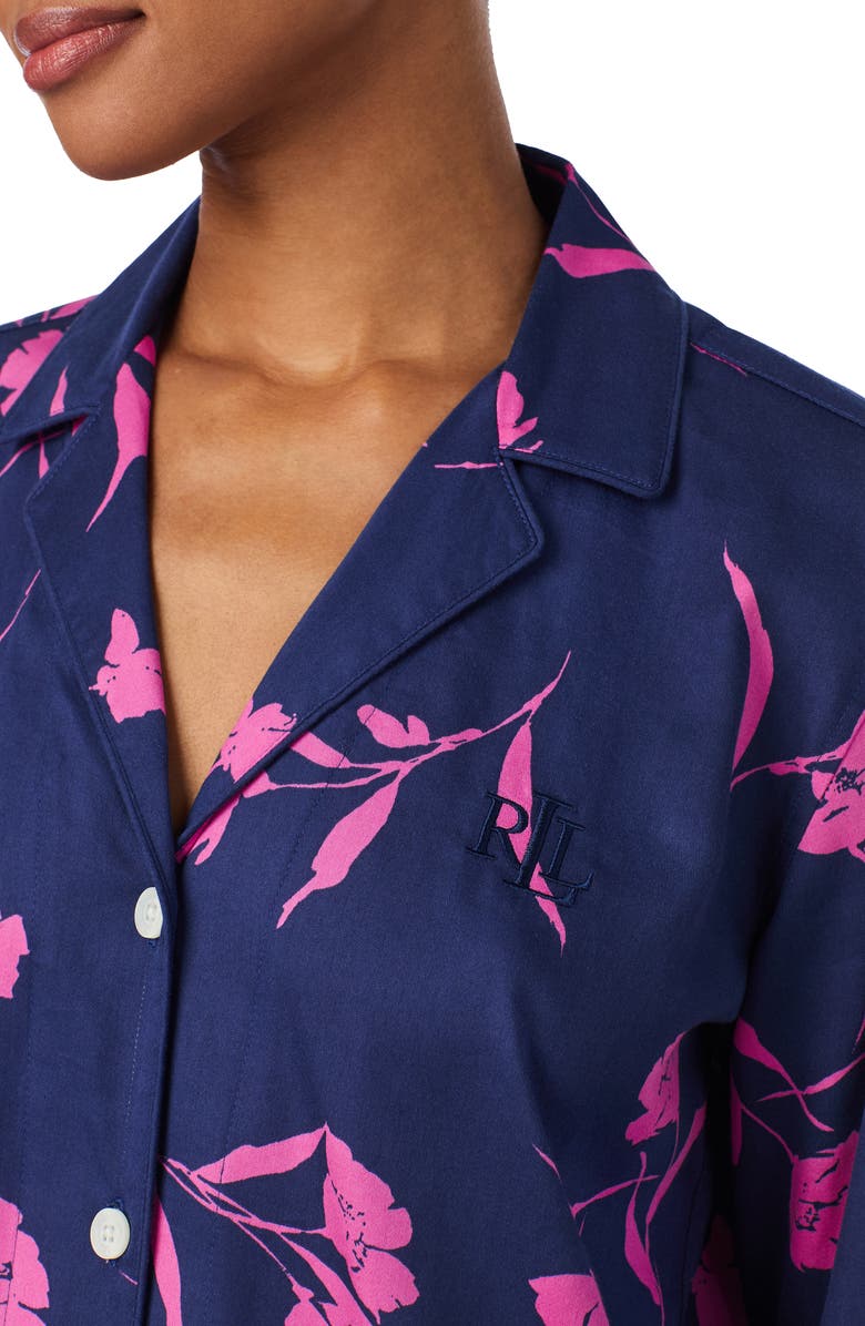 Lauren Ralph Lauren Print Cotton Blend Pajamas, Alternate, color, Navy Print