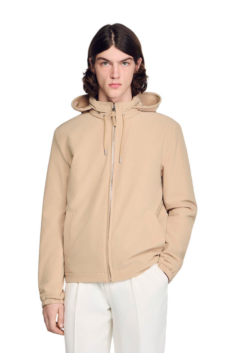 Hooded zip-up jacket, Main, color, Sand