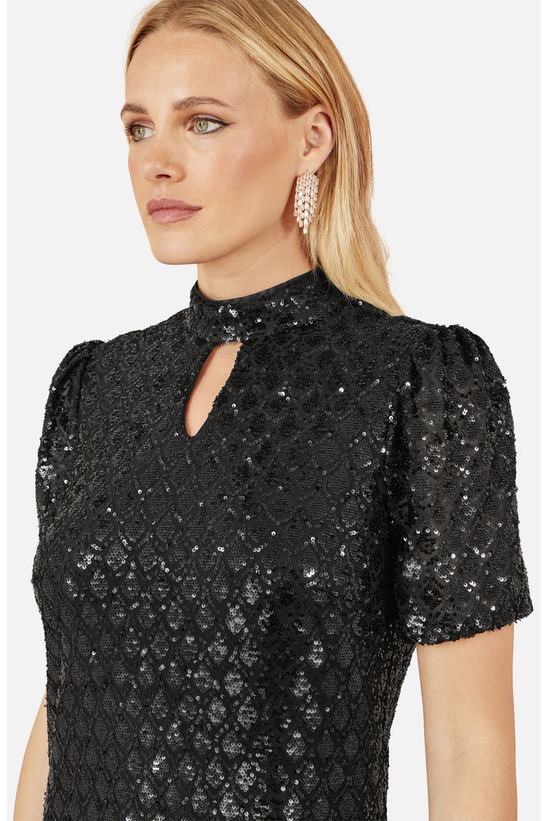 Sequin Chevron Pattern Tunic Dress, Alternate, color, Black