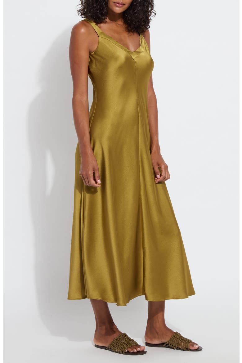 Gemma Satin Midi Slipdress, Alternate, color, MANZANILLA
