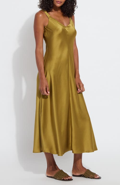 Lyssé Gemma Satin Midi Slipdress In Manzanilla