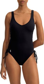 Polo Ralph Lauren Lace-Up Side One-Piece Swimsuit | Nordstrom