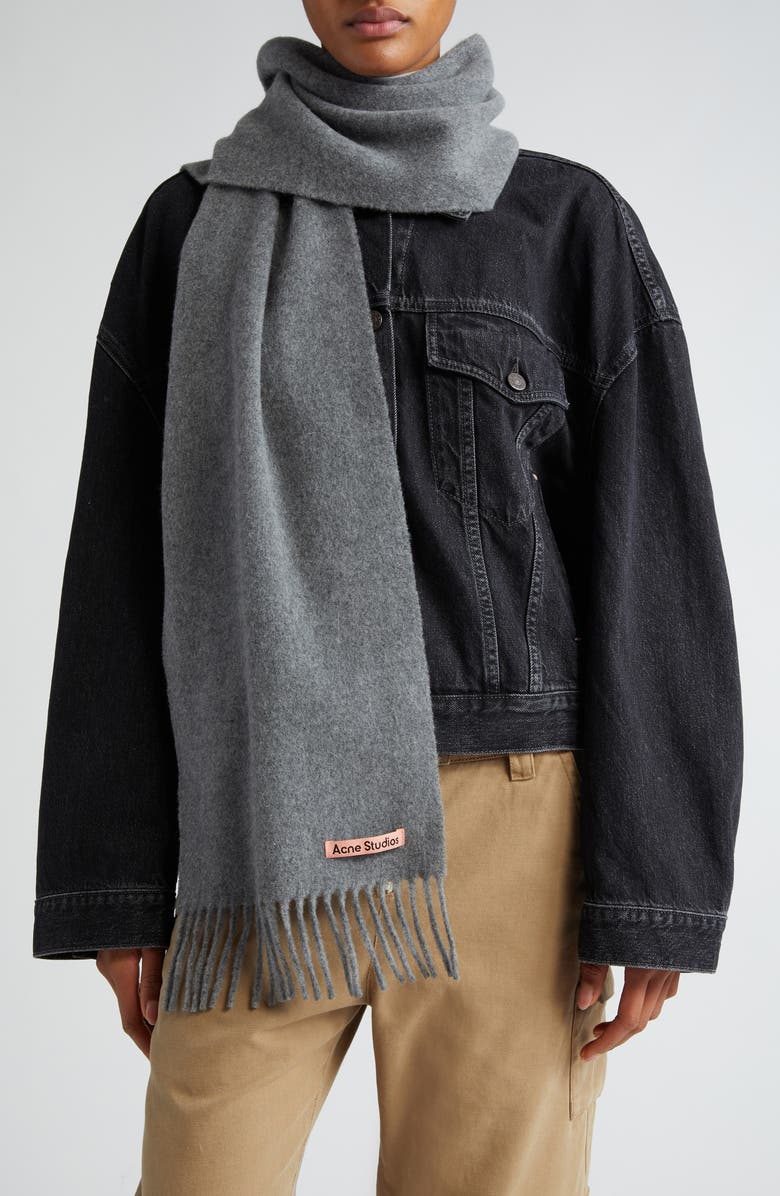 Acne Studios Canada Wool Fringe Scarf, Alternate, color, 