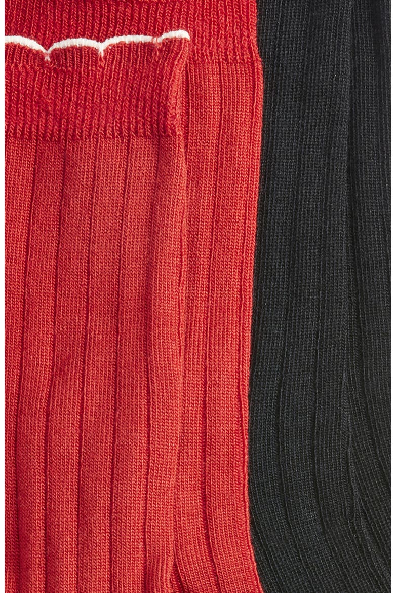 Assorted 2-Pack Scalloped Rib Crew Socks, Alternate, color, RED